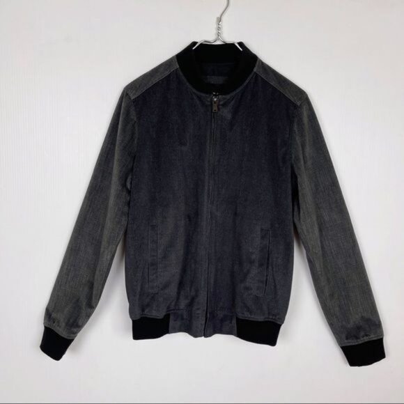 SEAN JOHN gray and black bomber jacket front zipper Medium - Picture 2 of 5
